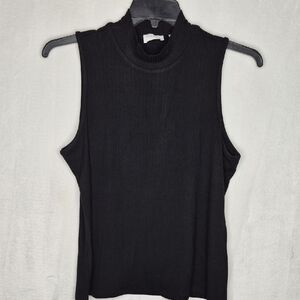 Cyrus Black Sleeveless Ribbed Top Size Large